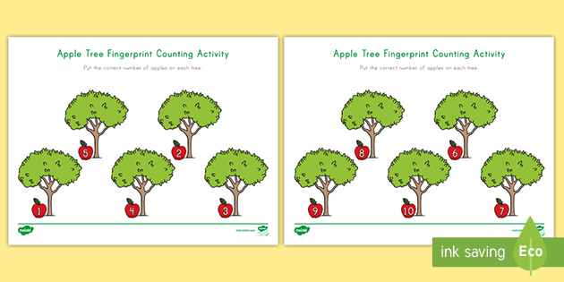 Apple Tree Fingerprint Counting Activity (teacher made)