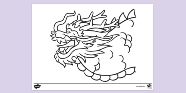 FREE! - Connecting Bricks Chinese Dragon Head | Colouring Sheets