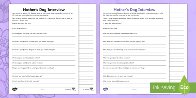 Mother's Day Interview Activity | Printables | Twinkl USA