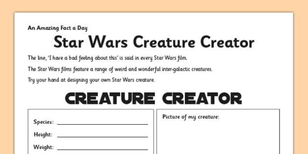 ks1 star wars worksheet printable creature creator