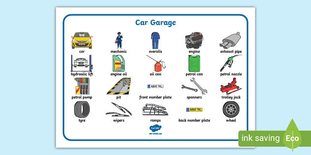 Car Garage Word Mat - Primary Resources (teacher made)