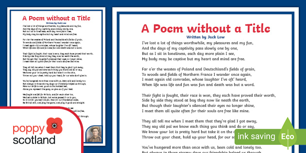 Free Jack Low S Prisoner Of War Poem Display Poster