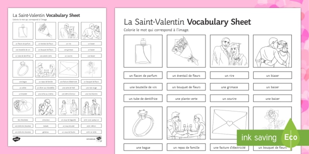 Valentine's Day Vocabulary Worksheet / Worksheet - Twinkl