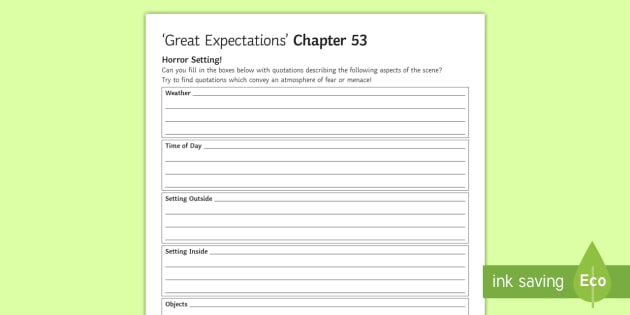 Chapter 53 Horror Setting Worksheet Worksheet To Support Teaching On Great