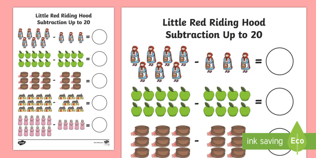 little red riding hood subtraction up to 20 worksheet
