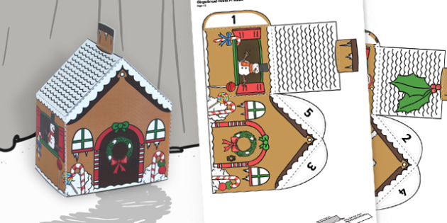 Paper Gingerbread House Template Printable HQ Printable Documents