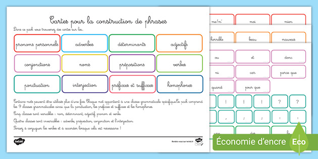 Jeu De Cartes Flash Sur Les Pronoms Sujets