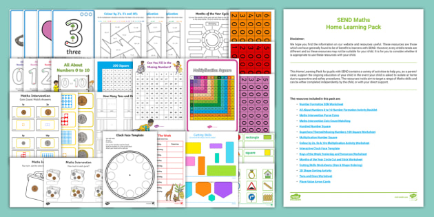 SEND Maths School Closure Home Learning Pack (teacher made)