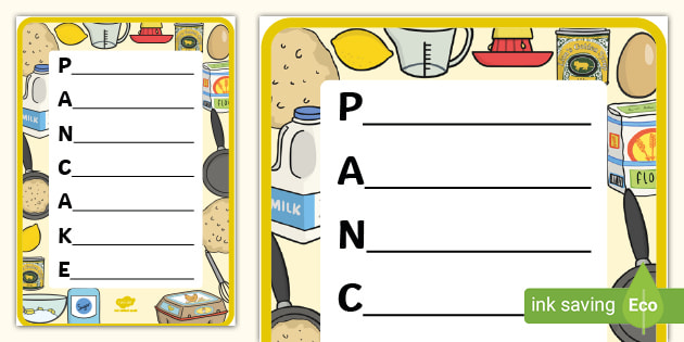 Pancake Acrostic Poem Template (teacher made)