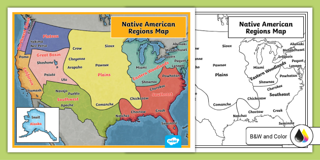 Native American Regions Map Teaching Resource Twinkl