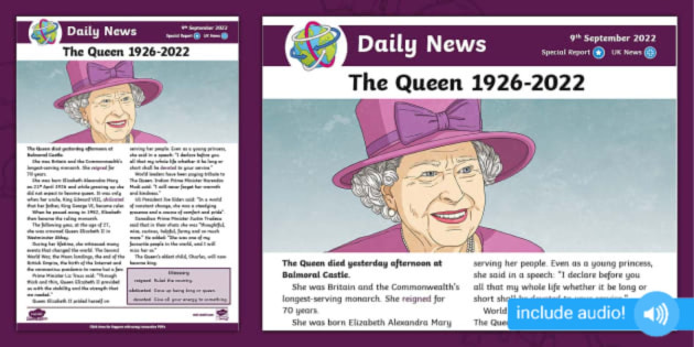 Evening Standard 英字新聞　エリザベス女王　9/9 エリザベス女王逝去、サル痘感染拡大・・・世界標準の英語ニュースが