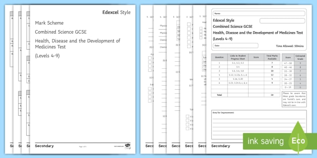 Edexcel Style Biology Combined Science Specimen Paper Health Disease And