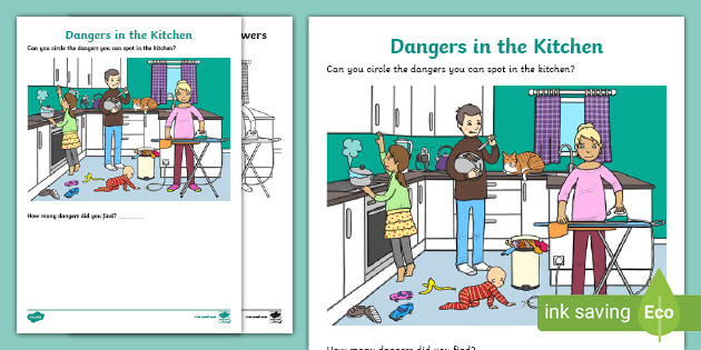 Dangers In The Kitchen Kitchen Hazards Worksheet