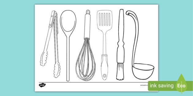 FREE! - Cooking Utensils Colouring Page, KS1 Resources