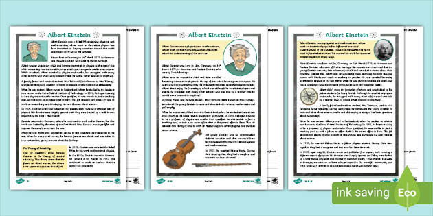 Albert Einstein Ks2 Reading Comprehension Activity 6435