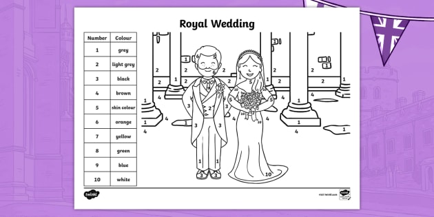 KS1 Royal Wedding Colour by Number (teacher made) - Twinkl