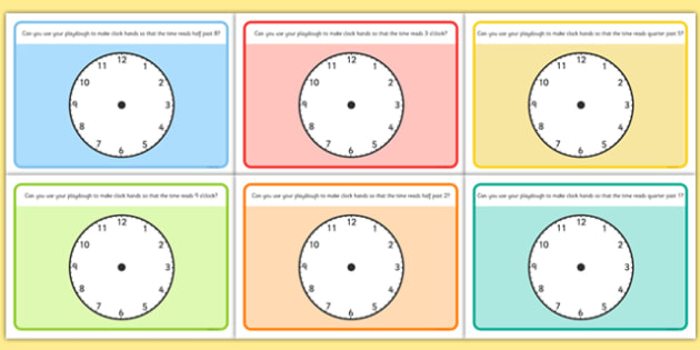 oclock half past and quarter past time playdough mat mats