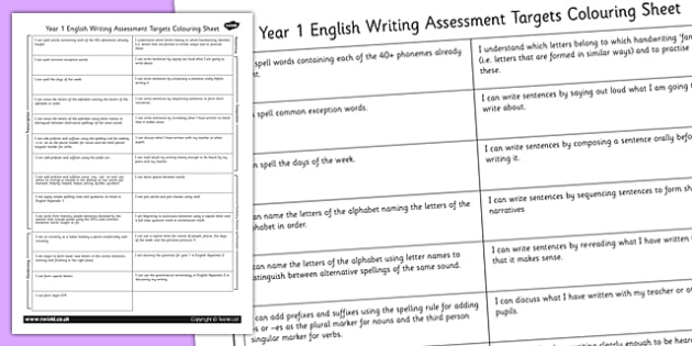 English writing year 1