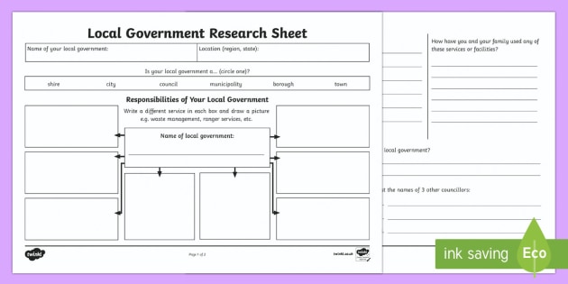 Local Government Worksheet Answer Key
