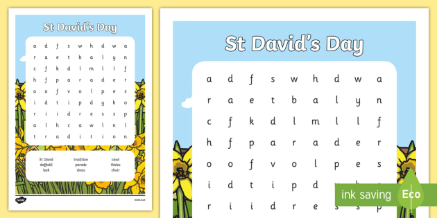 St Davids Day Wordsearch Teacher Made