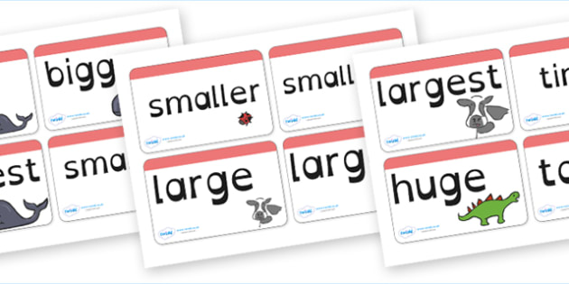 size-word-cards-size-measure-word-cards-cards-visual-aids