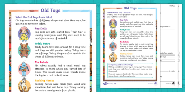 The Old Toy Room: Old Toys Differentiated Reading Comprehension Activity