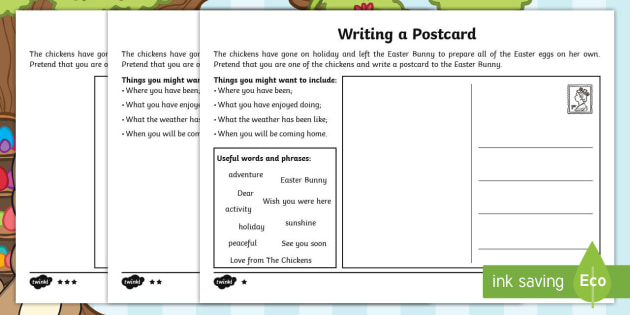 Saving Easter Writing A Postcard Home Worksheet Worksheets