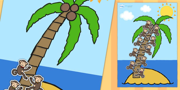 A4 Palm Tree And Monkey 10 Step Reward Chart teacher Made 