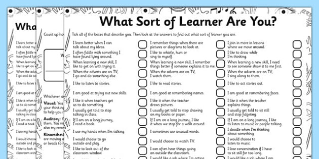 What Sort Of Learner Are You Vak Questionnaire