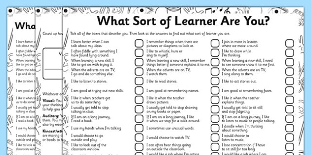 Free Learning Style Inventory For Students Printable