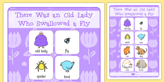 There Was An Old Lady Who Swallowed A Fly Vocabulary Poster Fly