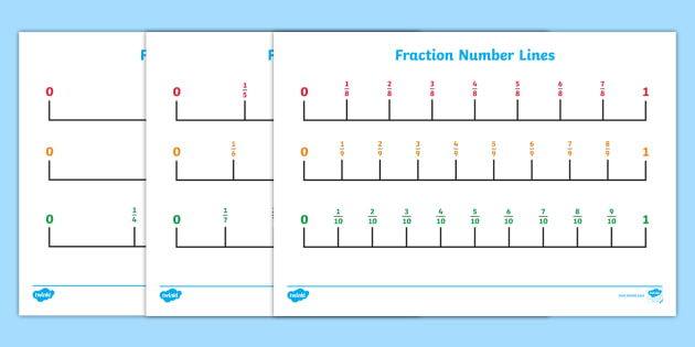 Fraction Number Line Worksheets Printable