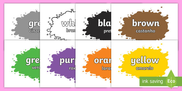 Colour Names on Splats English/Portuguese - Colour Names On