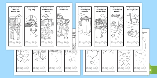 Thank You Key Workers Colouring Bookmarks (teacher made)