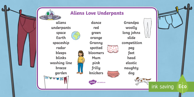 Word Mat Text To Support Teaching On Aliens Love Underpants Aliens Love Underpants Word Word Mat Text To Support Teaching On Aliens Love Underpants Aliens Love Underpants Word