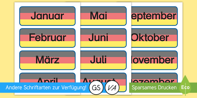Deutsche Monatsnamen Wortkarten (teacher made)