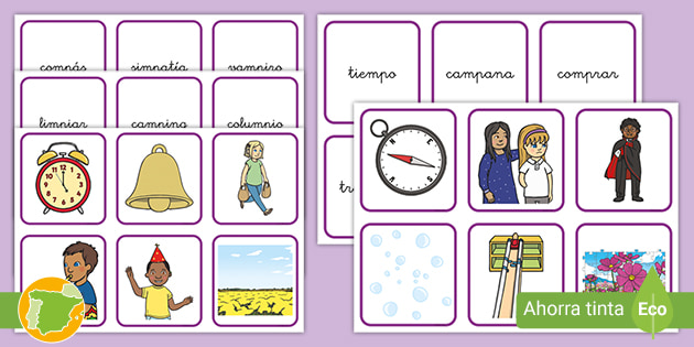 Tarjetas De Vocabulario: Palabras Con M Antes De P Y B