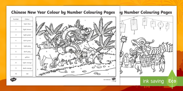 Ks1 Chinese New Year Color By Number Coloring Pages