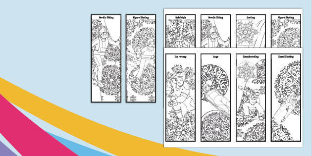 Winter Sports: Mindfulness Colouring Bookmarks