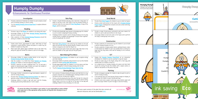 Nursery Rhyme Week Planning Eyfs Humpty Dumpty Continuous Provision Planning