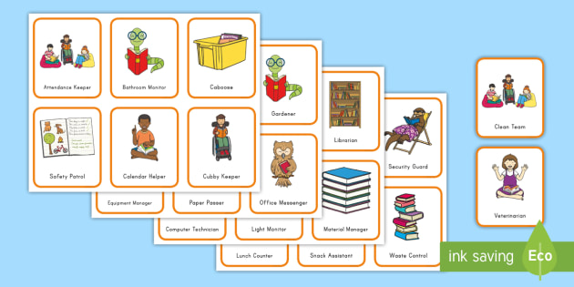 * NEW * Books Classroom Jobs Square Cards - Back To School