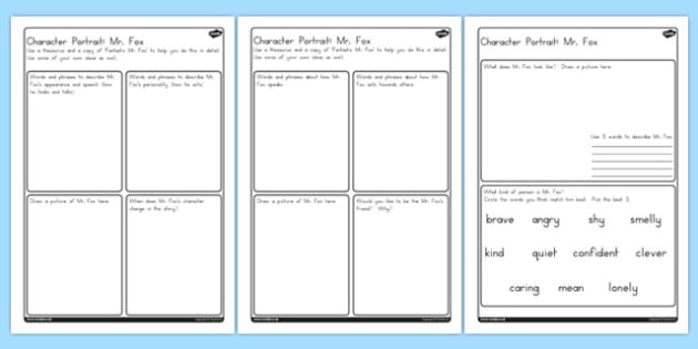 Character Profile: Mr Fox Worksheet to Support Teaching on Fantastic Mr Fox