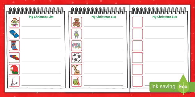 Santa List PDF Writing Activity - Parents - English - Twinkl