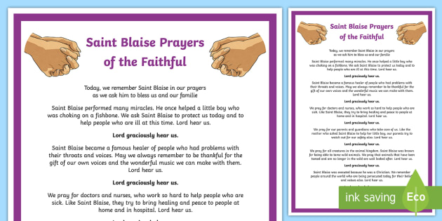 St Blaise prayer | Easy to print | Twinkl