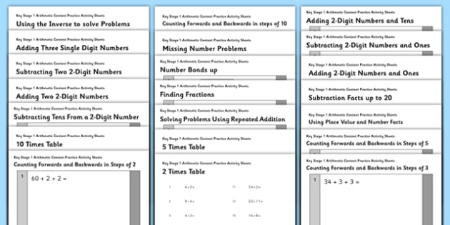 arithmetic content practice worksheets bumper pack year 2