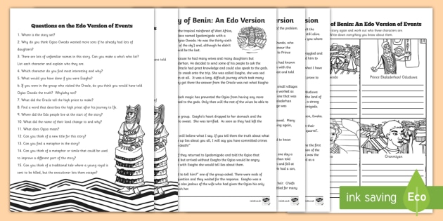 the edo history of benin reading comprehension activity