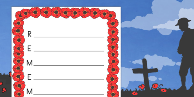 remember remembrance day acrostic poem template australia