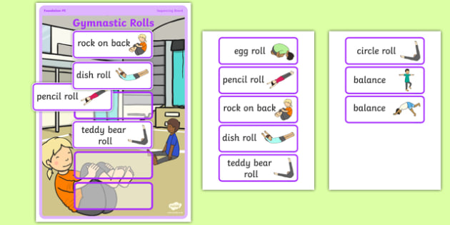 Gymnastic Rolls Sequencing Board - Eyfs, physical development