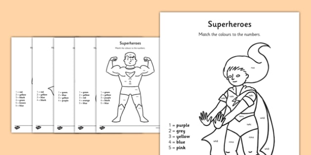 Superheroes Colour by Number Te Reo Māori