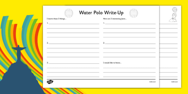 The Olympics Water Polo Write Up Worksheet Worksheet